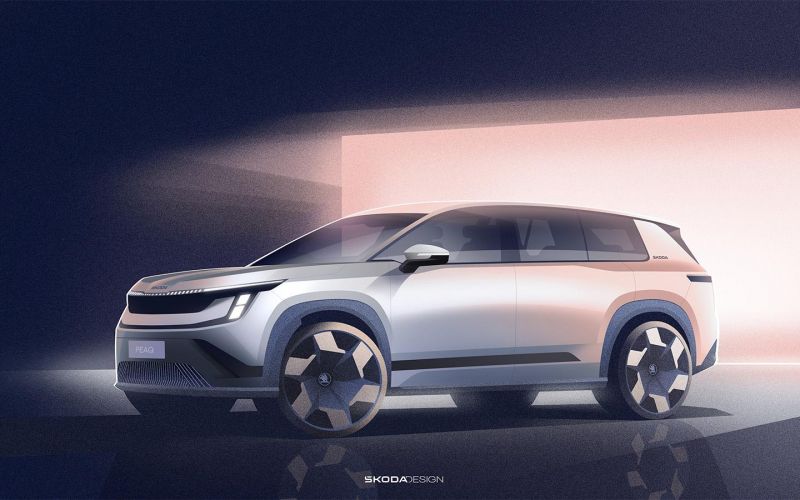 Skoda намекнула тизером на новый кроссовер Peaq. Он заводится через часы